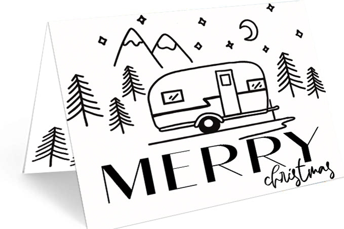 Line-Art Camper Card - Includes 25 cards