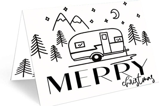 Line-Art Camper Card - Includes 20 cards