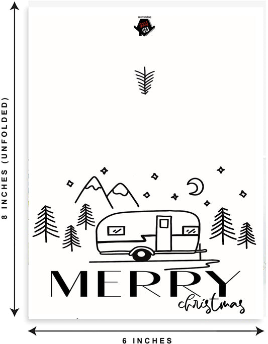 Line-Art Camper Card - Includes 20 cards