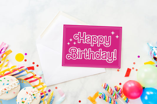 Hot Pink Princess, Barbie, Girl Birthday Card - Single Card