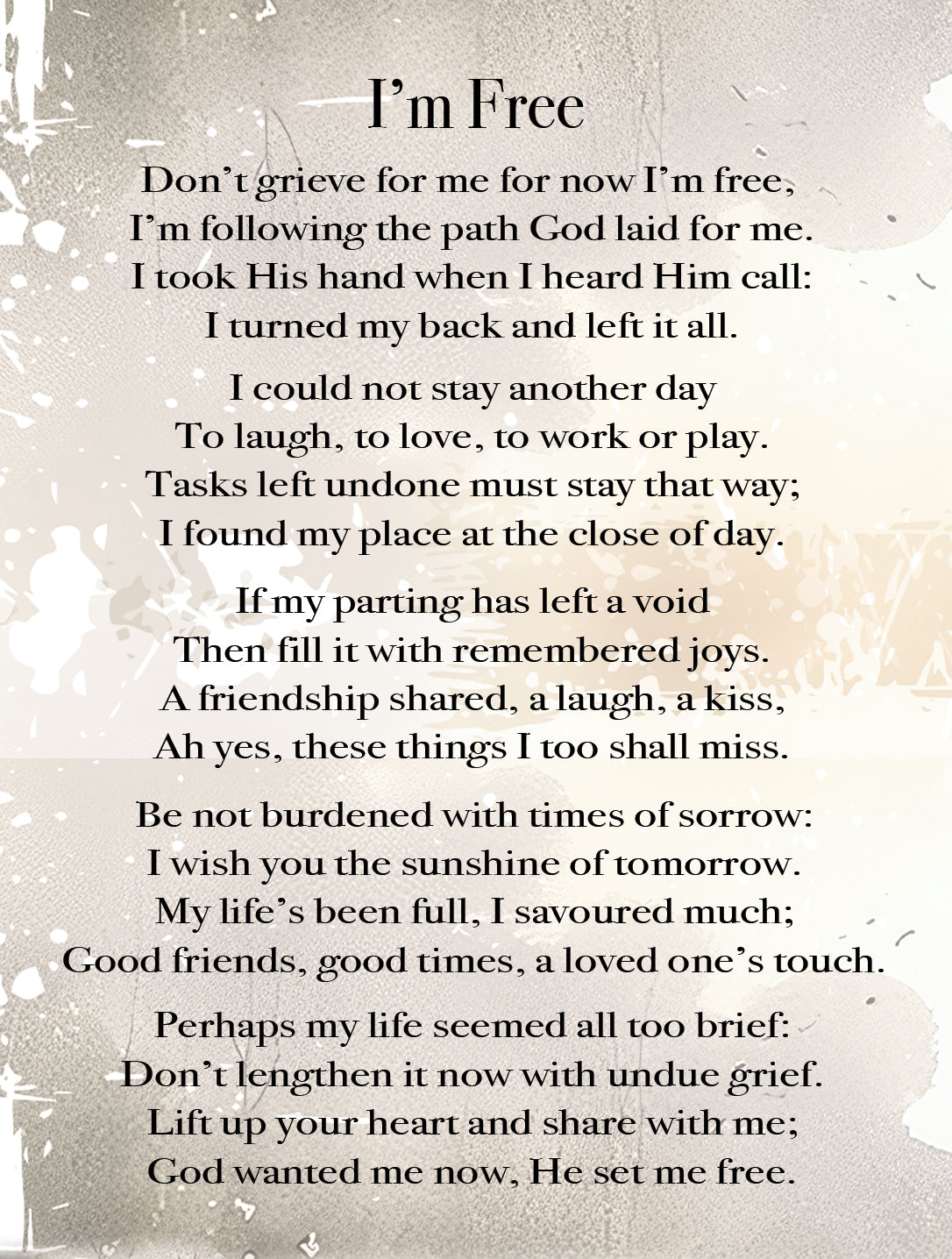 Red Door Inspirations I'm Free Bereavment Cards for Comfort & Encouragement, Funeral Favor, Funeral Prayer Cards 25 pack Made in the USA! (Encouragement Cards I'm Free)