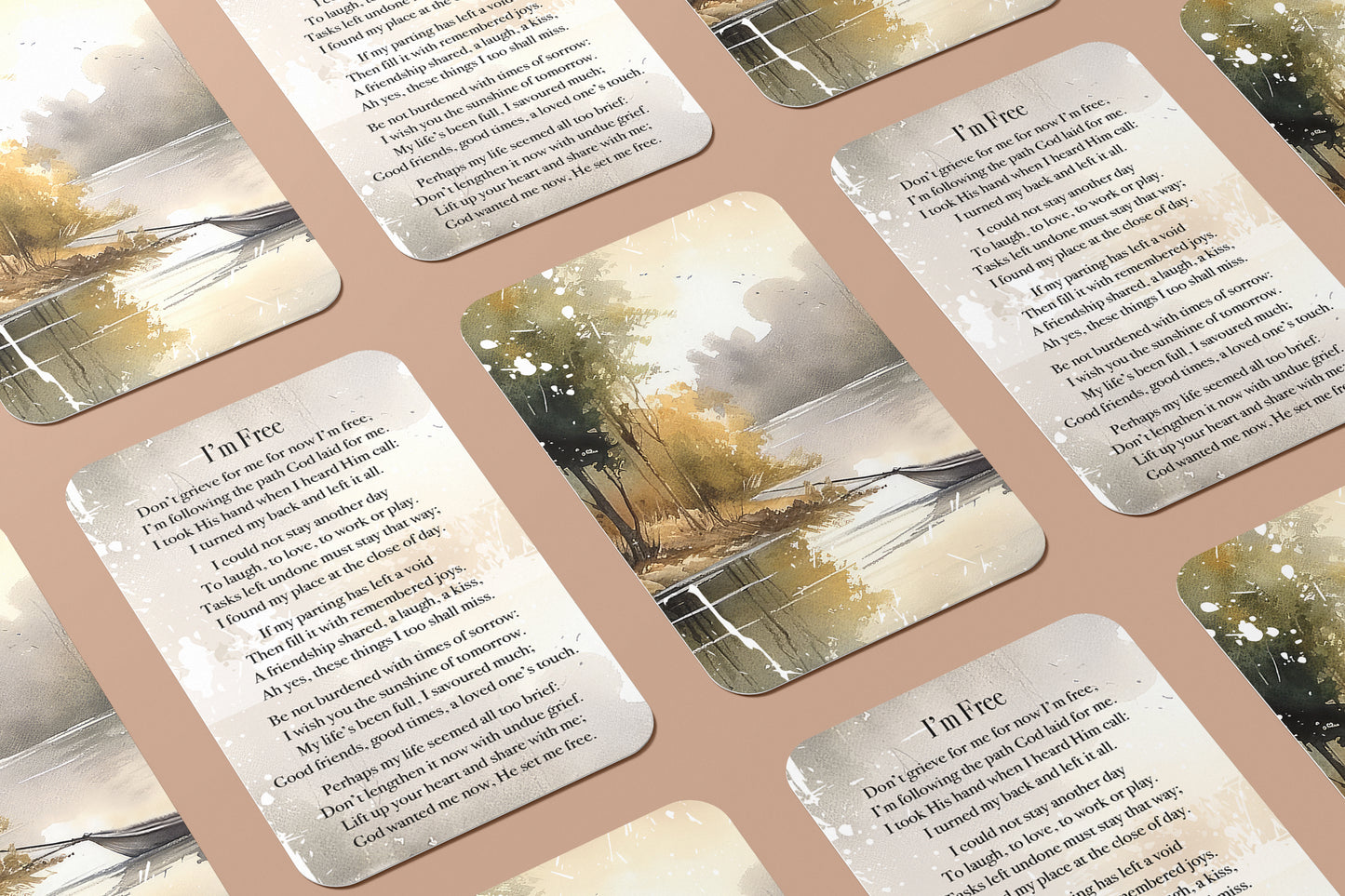 Red Door Inspirations I'm Free Bereavment Cards for Comfort & Encouragement, Funeral Favor, Funeral Prayer Cards 25 pack Made in the USA! (Encouragement Cards I'm Free)