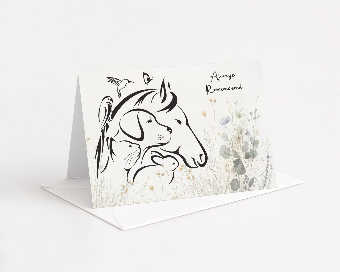 Pet Sympathy Silhouette - Single 5x7 Card