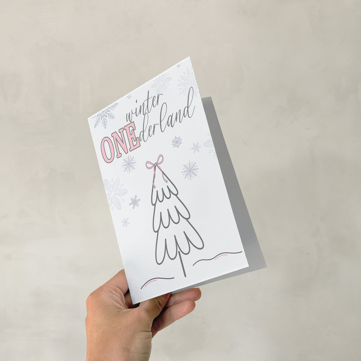 Pink Winter Onederland - 5x7 Single Card