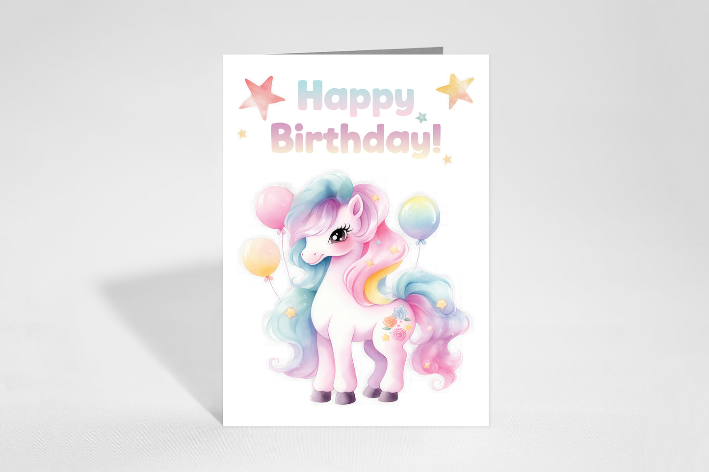 Magical Pony Birthday Card - Single 5x7 Card