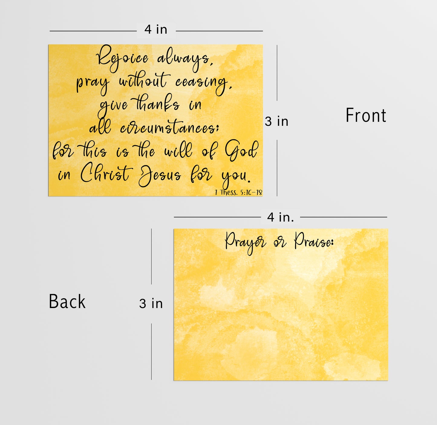 Yellow Prayer and Praise Cards - set of 50