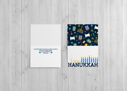 Happy Hanukkah Card - Single or 10 Pack