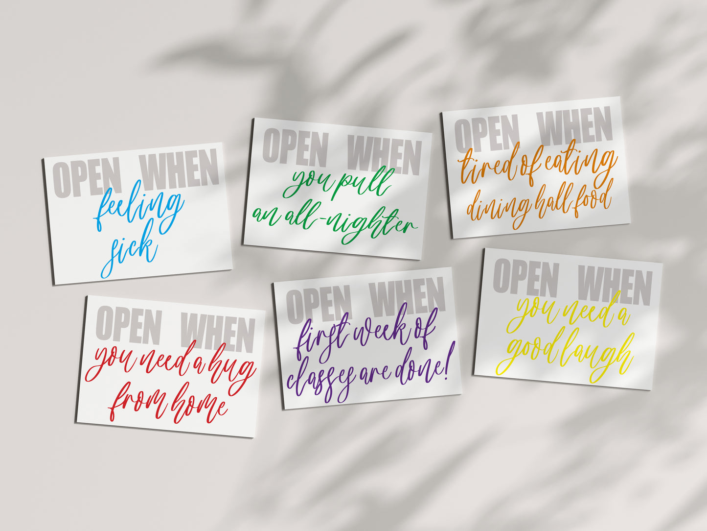 Open When Envelopes - set of 10 envelopes and 10 blank flat cards
