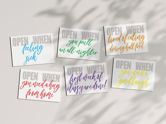 Open When Envelopes - set of 10 envelopes and 10 blank flat cards