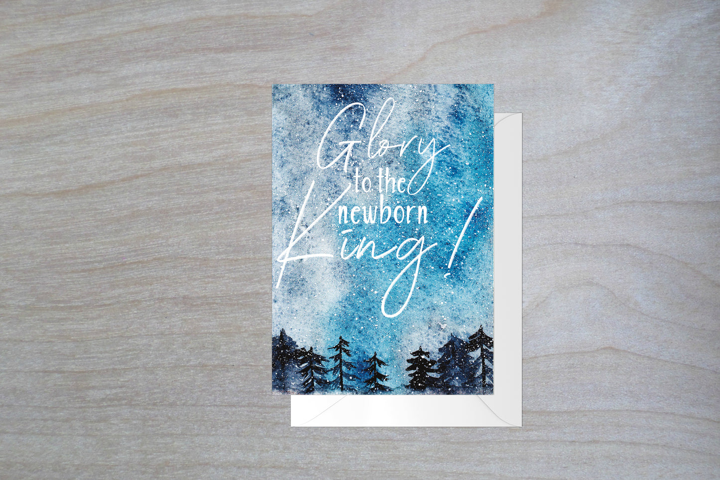 Blue Christmas Christian Card - Includes 25 cards