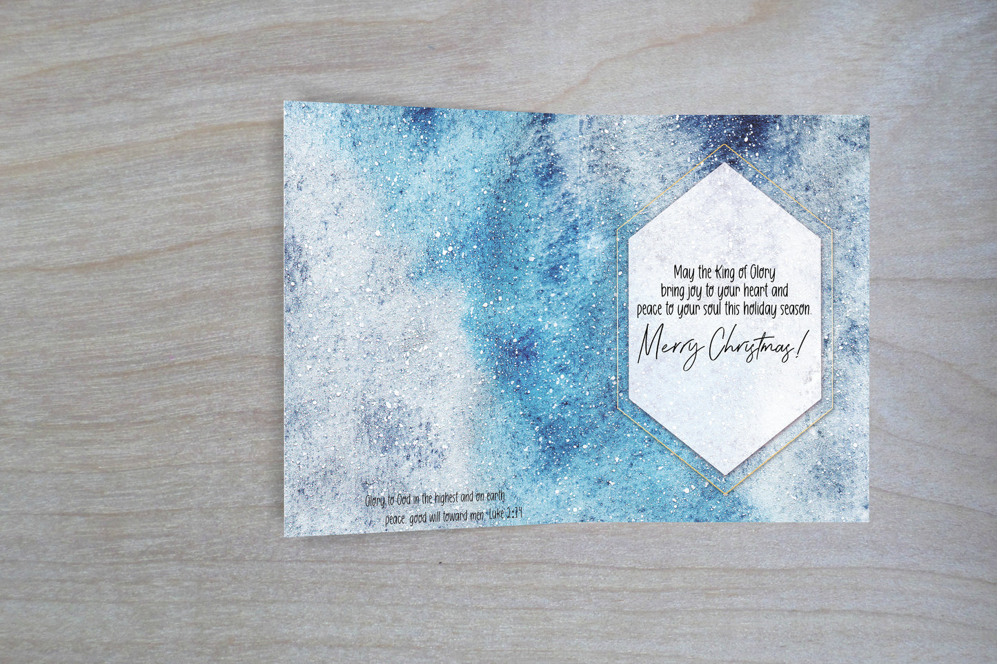 Blue Christmas Christian Card - Includes 25 cards