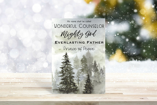 Green Tree Christian Christmas Card - Includes 20 cards