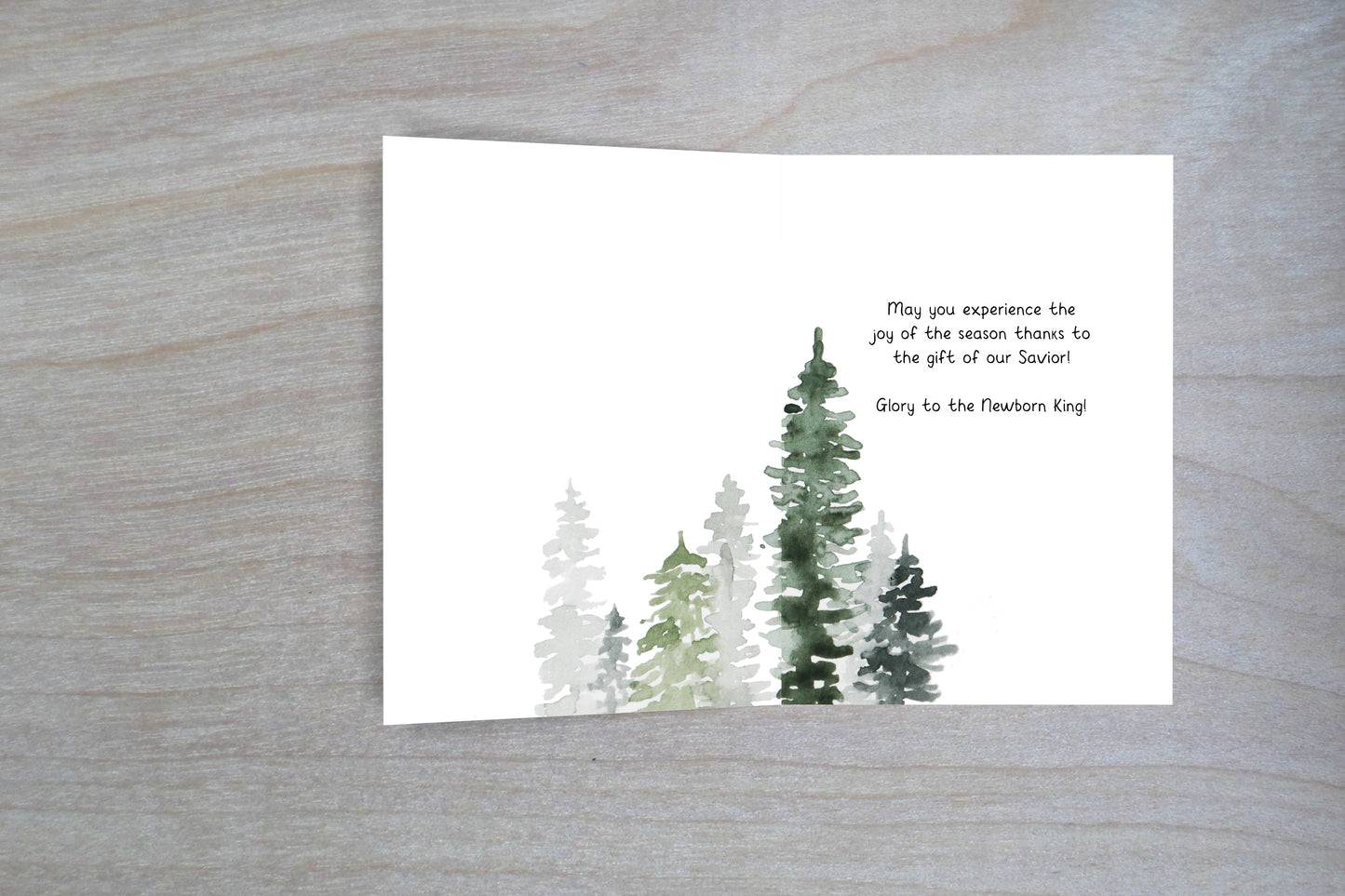 Green Tree Christian Christmas Card - Includes 20 cards