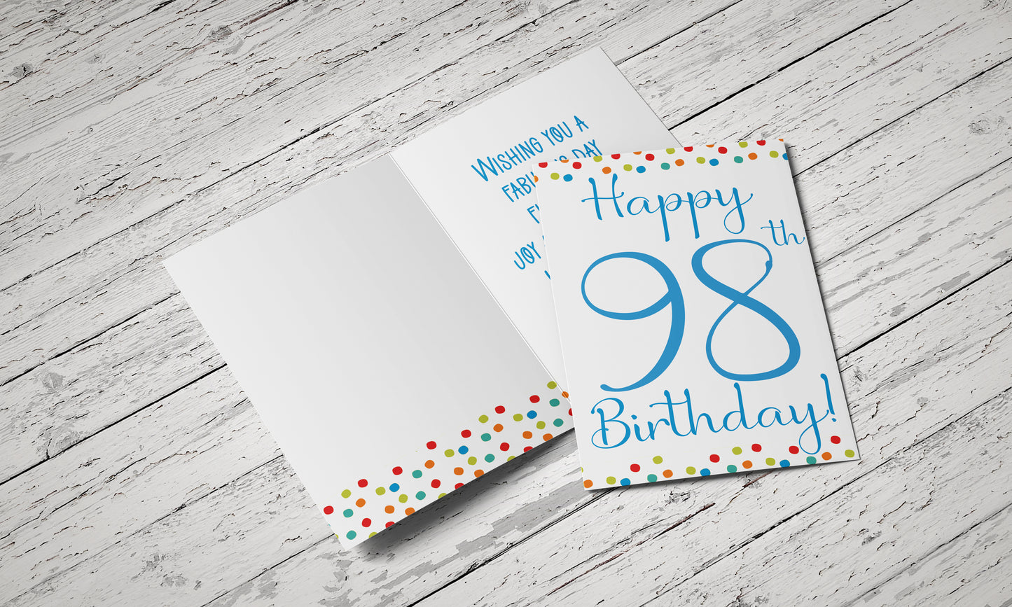98th Birthday - Single Card