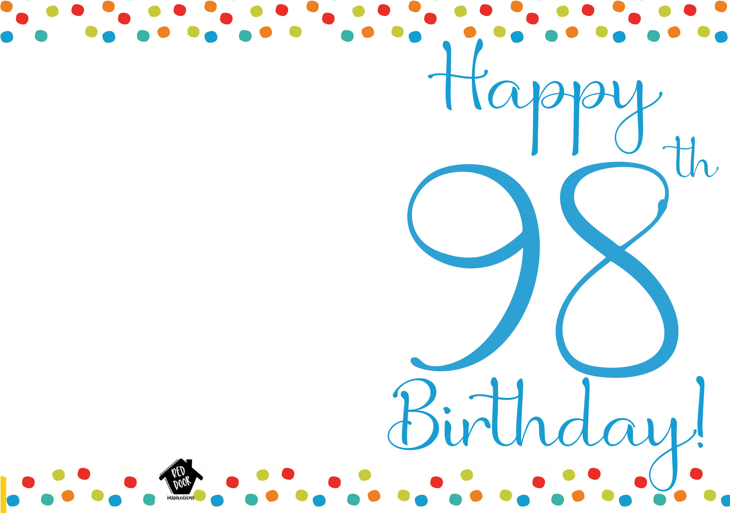 98th Birthday - Single Card