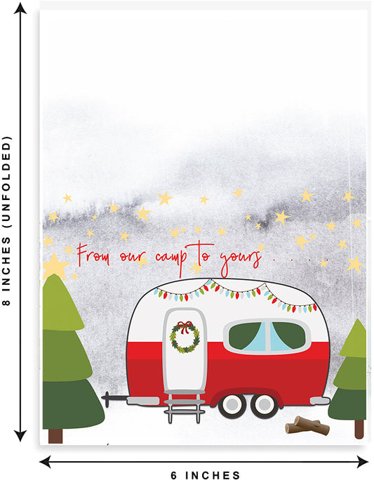 Camper Christmas Card - Includes 20 cards
