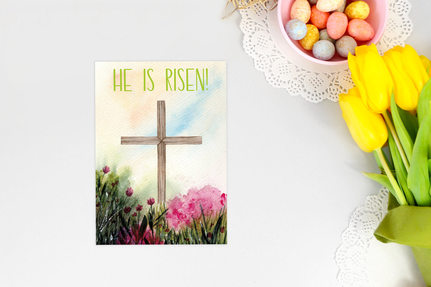 Watercolor Easter He is Risen - Included 25 cards