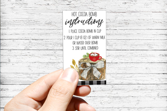 Hot Cocoa Bomb Instructions Card - 50 cards