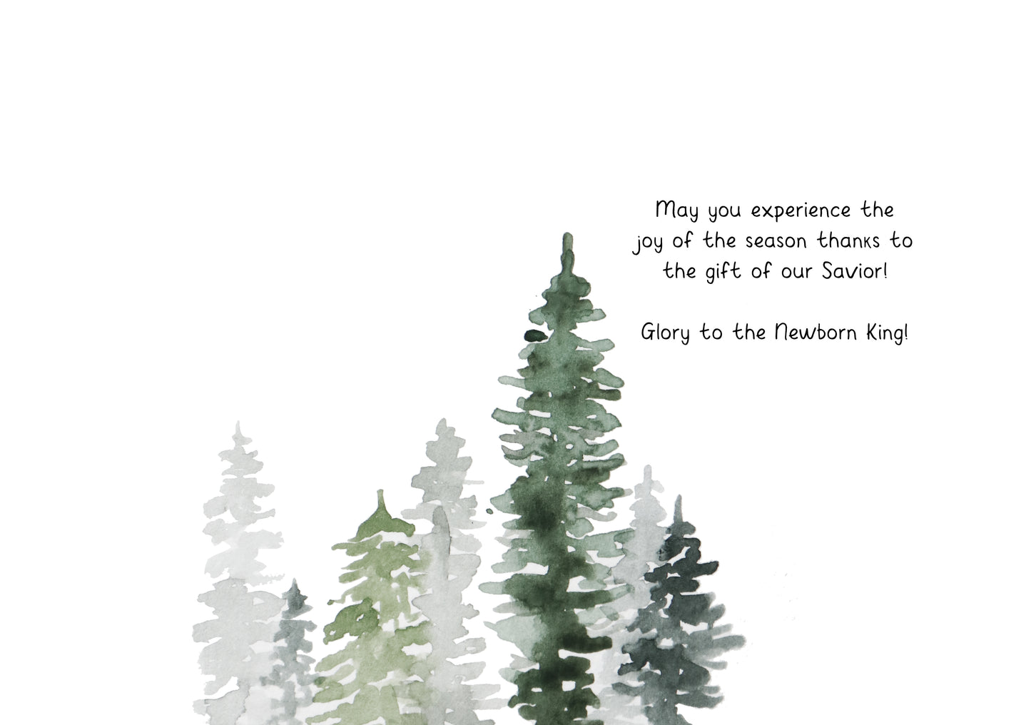 Green Tree Christian Christmas Card - Includes 20 cards