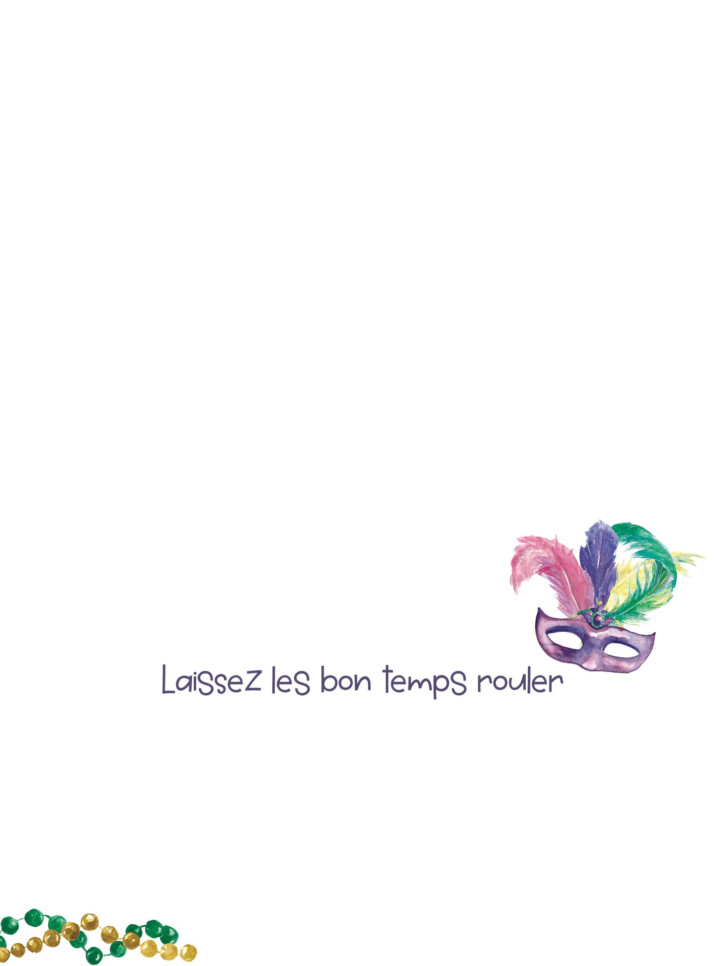 Mardi Gras Greeting Card - Includes 20 cards