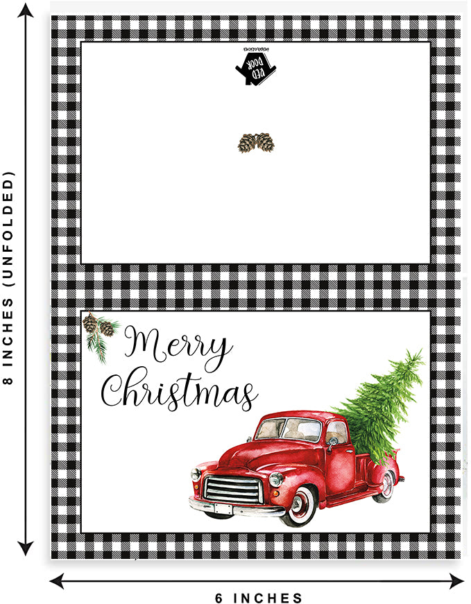 Red Truck Christmas Card - Included 25 cards