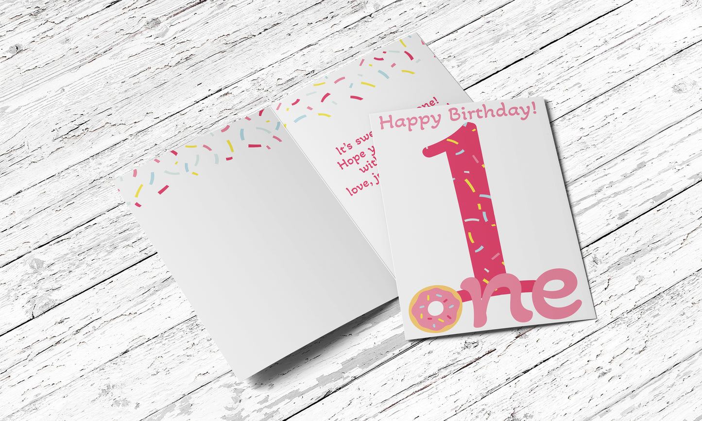 ONE Sweet Birthday Card - Single Card