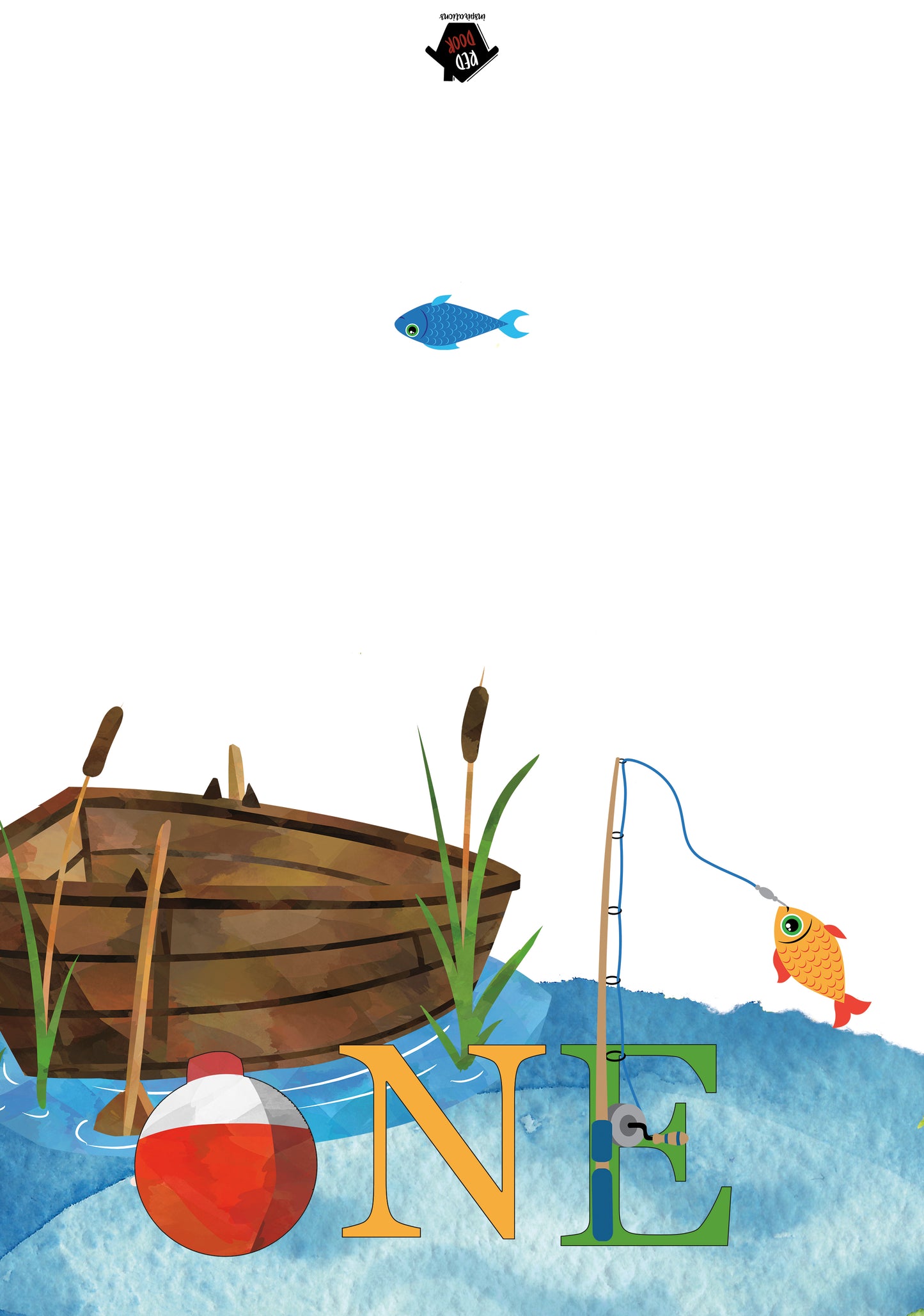 ONE Fishing Birthday Card - Single Card