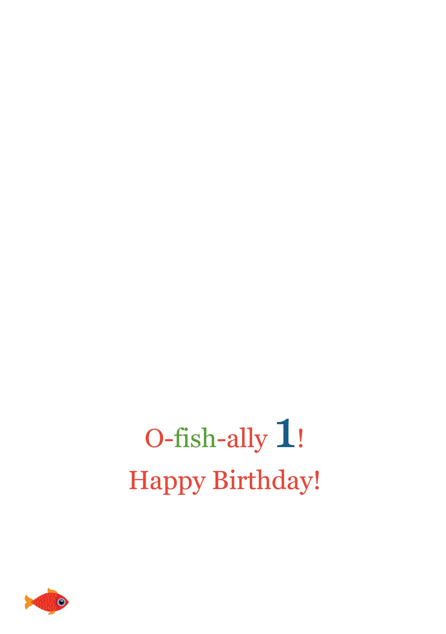 ONE Fishing Birthday Card - Single Card