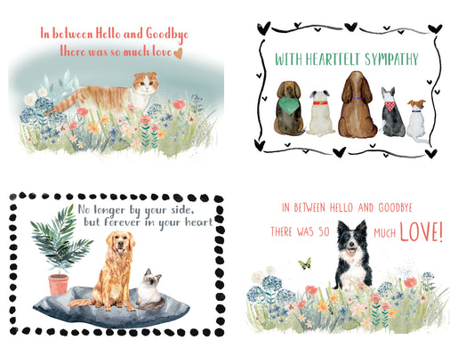 Pet Sympathy Variety Pack- 4 designs Includes 20 cards