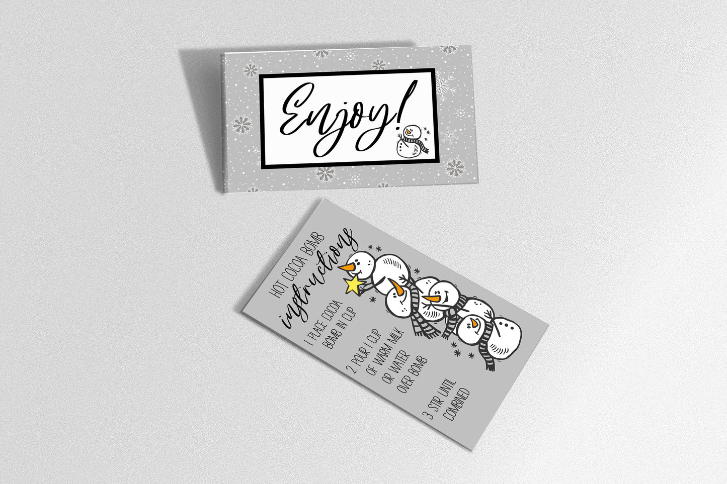 Snowman Hot Cocoa Bomb Instruction Cards - 50 Cards