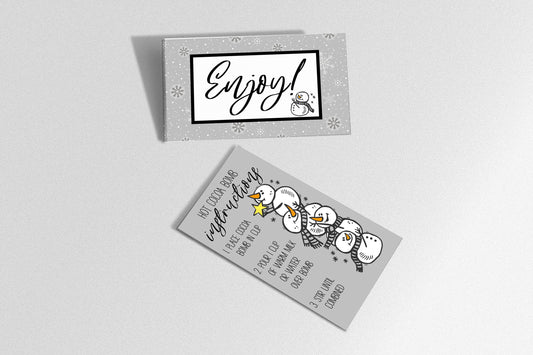 Snowman Hot Cocoa Bomb Instruction Cards - 50 Cards
