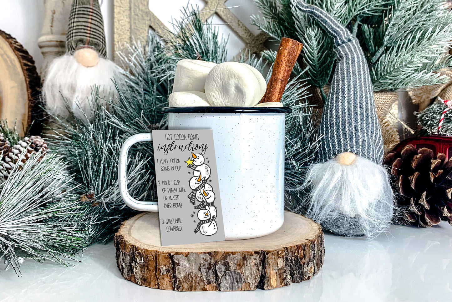 Snowman Hot Cocoa Bomb Instruction Cards - 50 Cards
