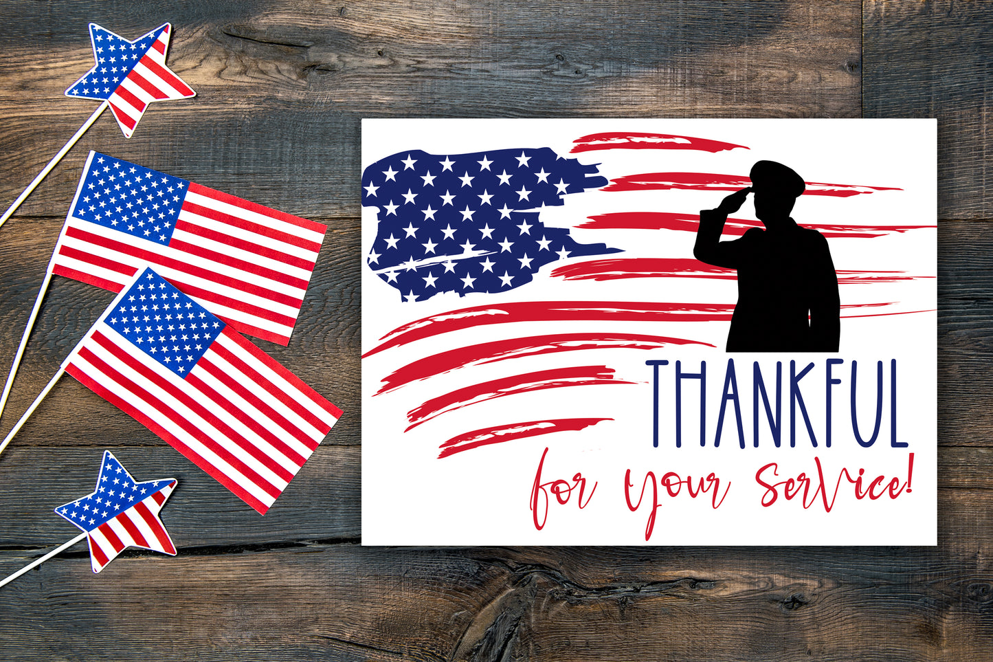 Thankful for service Military Cards - Single or pack of 20