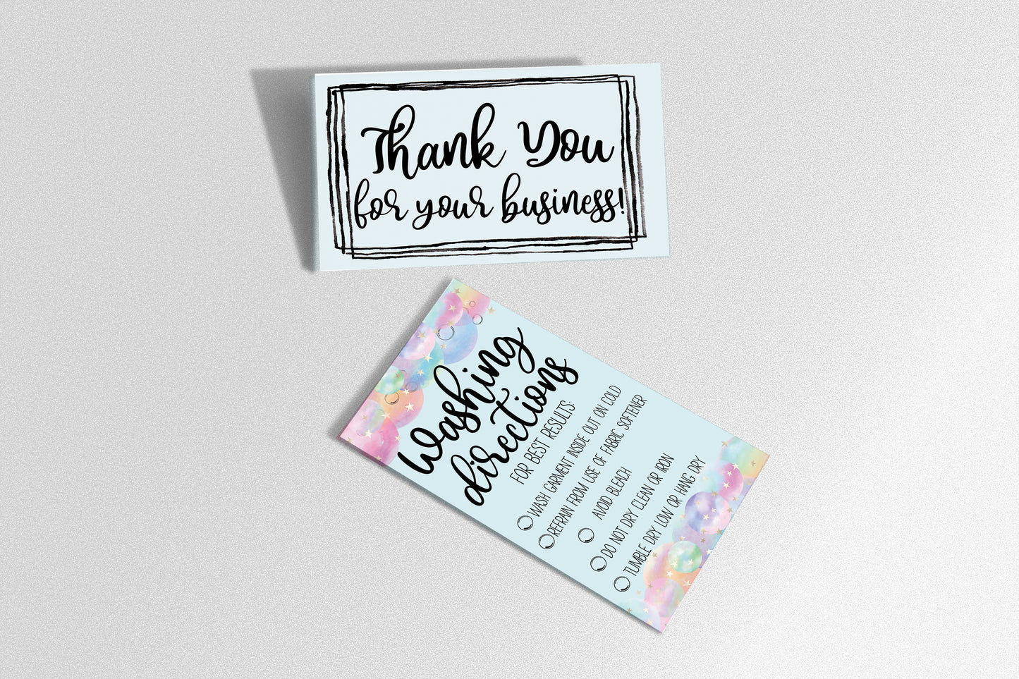 Washing Instructions Card - Includes 100 cards