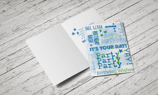Fundraiser Blue Green Birthday - Single Card