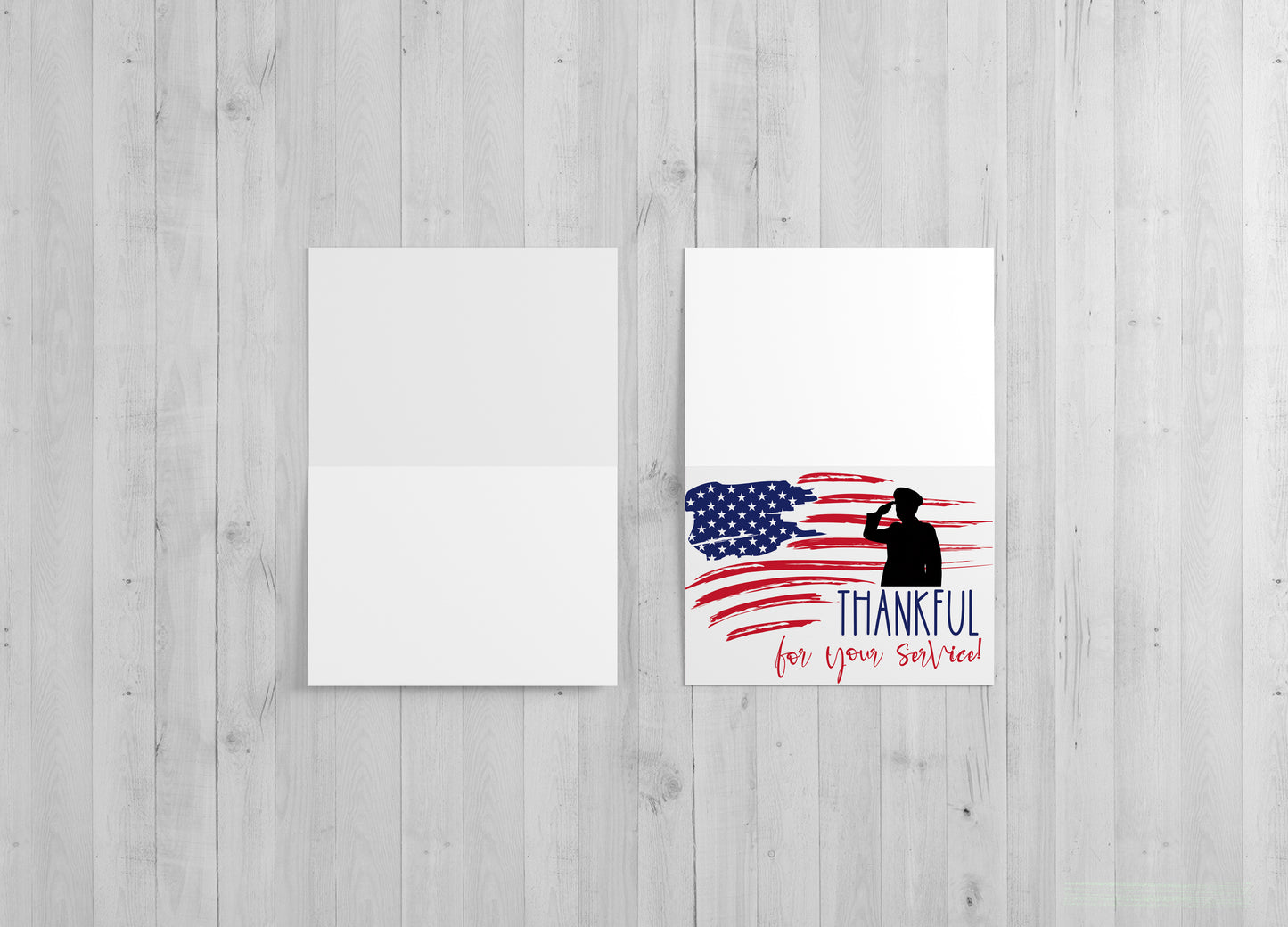 Thankful for service Military Cards - Single or pack of 20