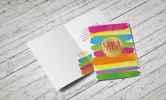 Fundraiser Colorful Stripe Birthday - Single Card