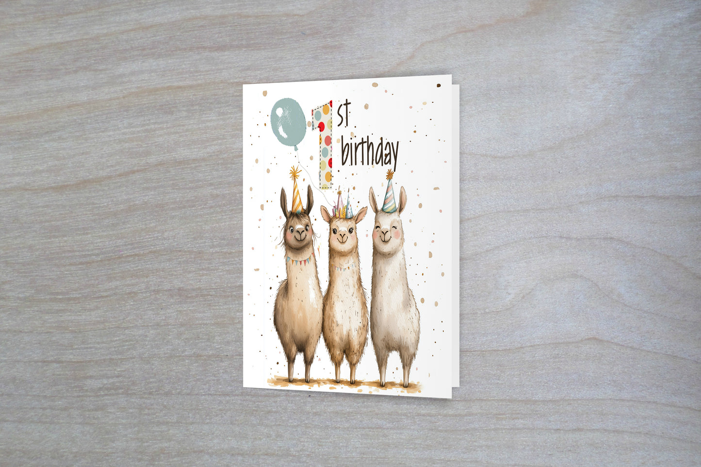 Llama 1st Birthday - Single 5x7 Card