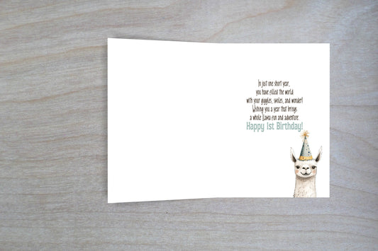 Llama 1st Birthday Card