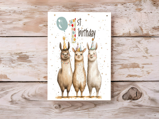 Llama 1st Birthday Card