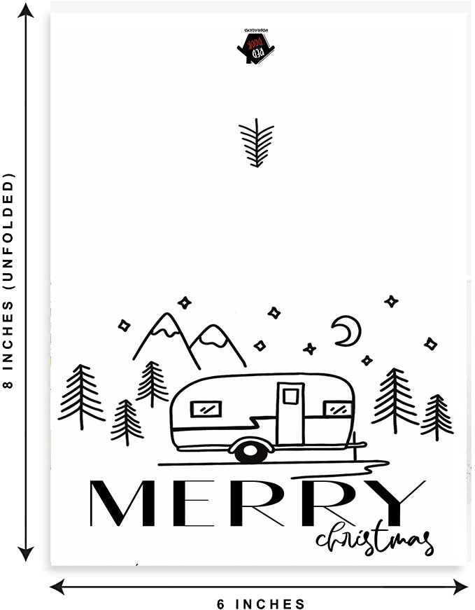 Line-Art Camper Card - Includes 25 cards