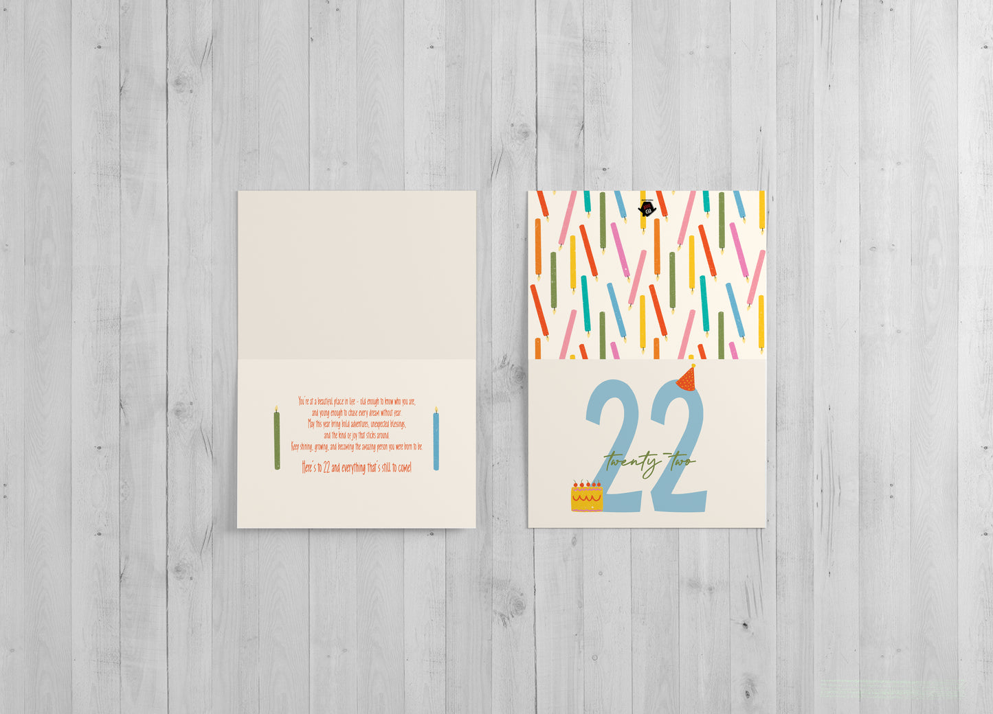 Shine Bright 22nd Birthday - Single 5x7 Card