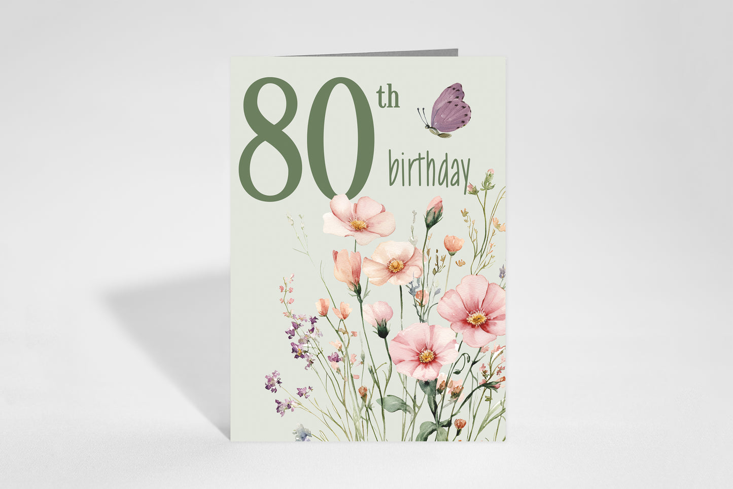 Floral 80th Birthday Card