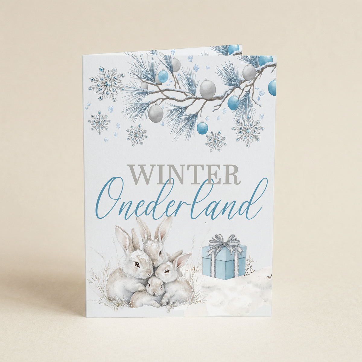 Blue Winter Onederland - 5x7 Single Card