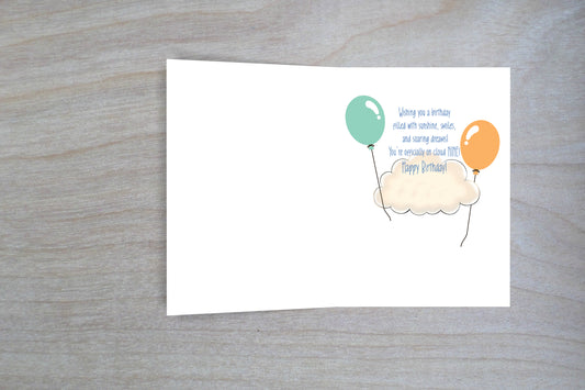 On Cloud 9 - 9th Birthday Card