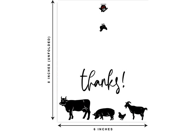 Farm Animal Thank You Cards - 10 pack