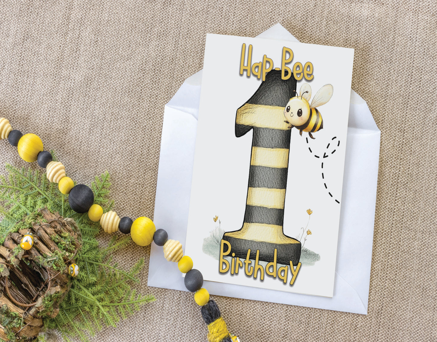 Hap-BEE First Birthday - Single 5x7 Card