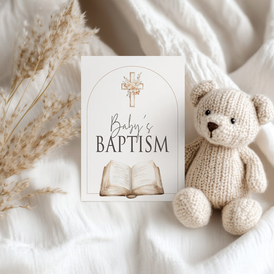 Neutral Baby Baptism - Single 5x7 Card