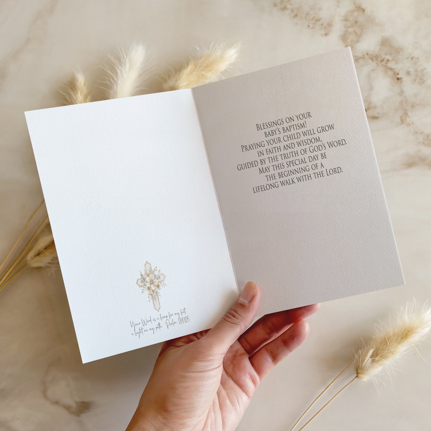 Neutral Baby Baptism - Single 5x7 Card