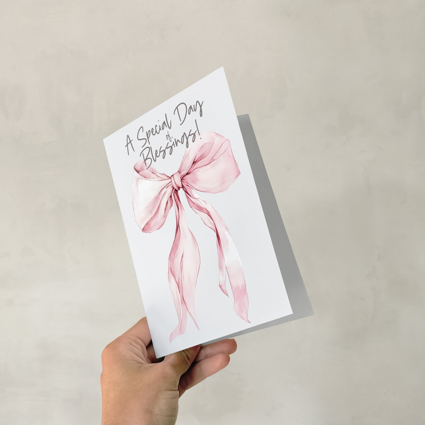 Pink Bow Blessing - Single 5x7 Card
